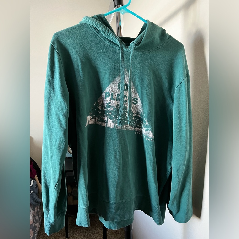 Life is good green pull over hoodie
